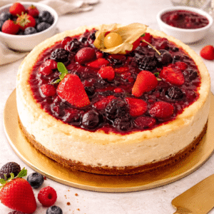 Cremosa y suave del queso, el crujiente de la galleta en su base y el contraste dulce de frutos rojos. Un final perfecto para cualquier comida.